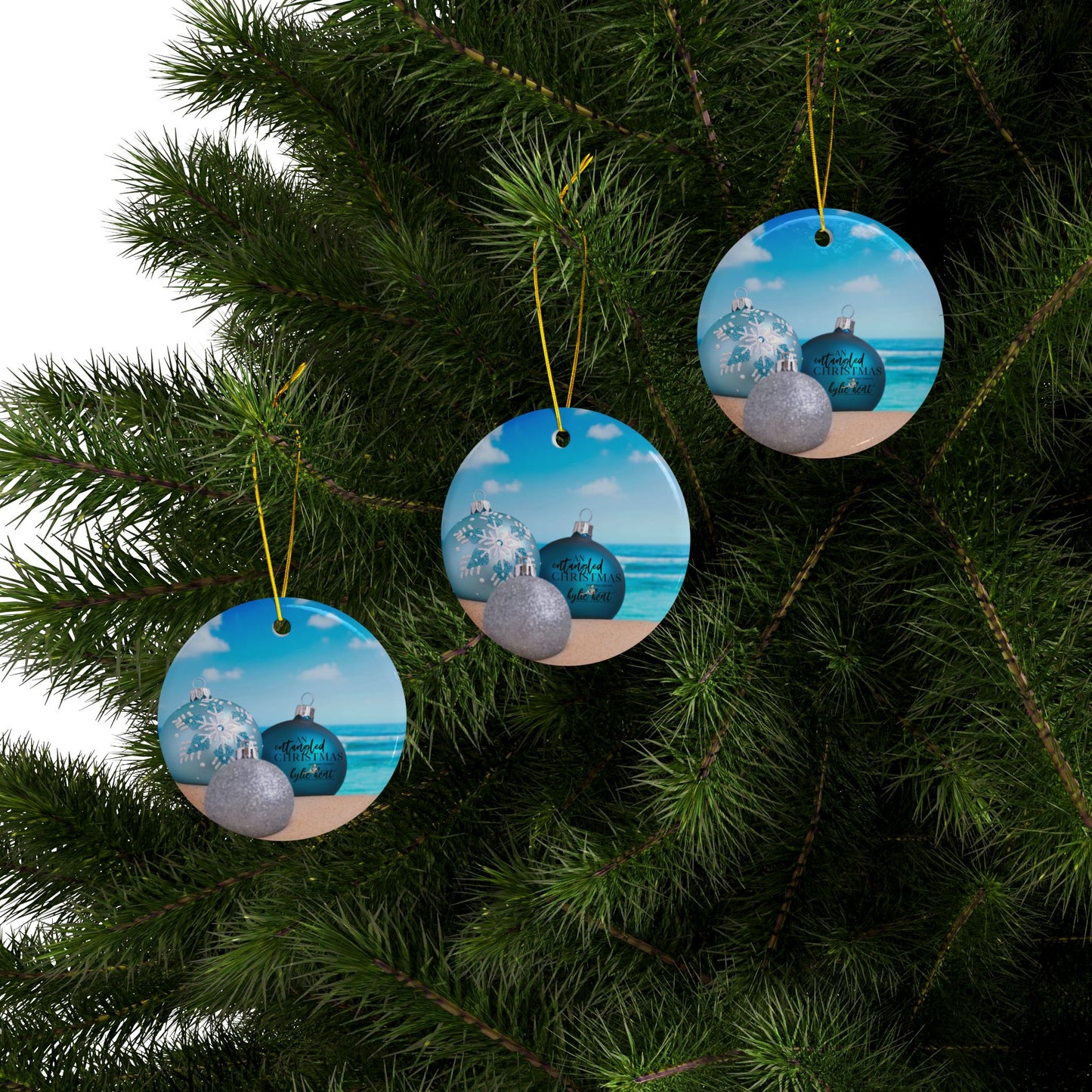 An Entangled Christmas Ceramic Ornaments – 2-Sided